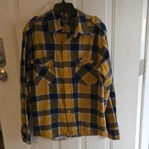 Men's Blue and Yellow Plaid Casual Button Down Shirt
